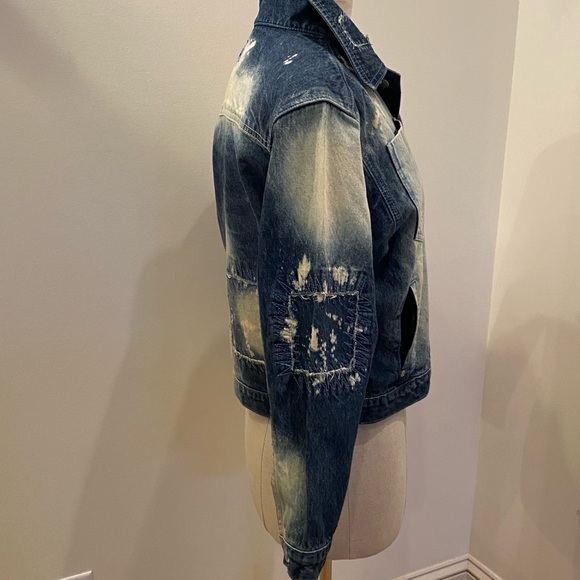 Avirex Distressed Stonewashed Denim Jean Jacket w Embroidery / Stitching / M - Picture 7 of 16
